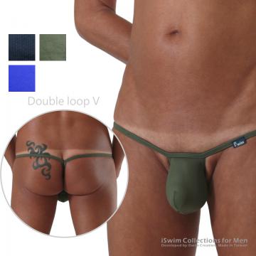 TOP 18 - Mini narrow bulge double loop V-string thong ()