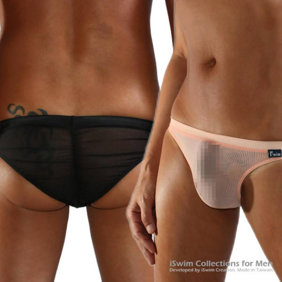 mesh see thru smooth pouch ruched swim brief