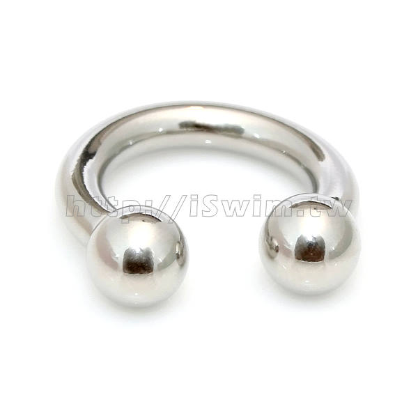 凹槽鋼珠馬蹄型穿刺環6G (4 x 16mm~鋼珠8mm) - 1