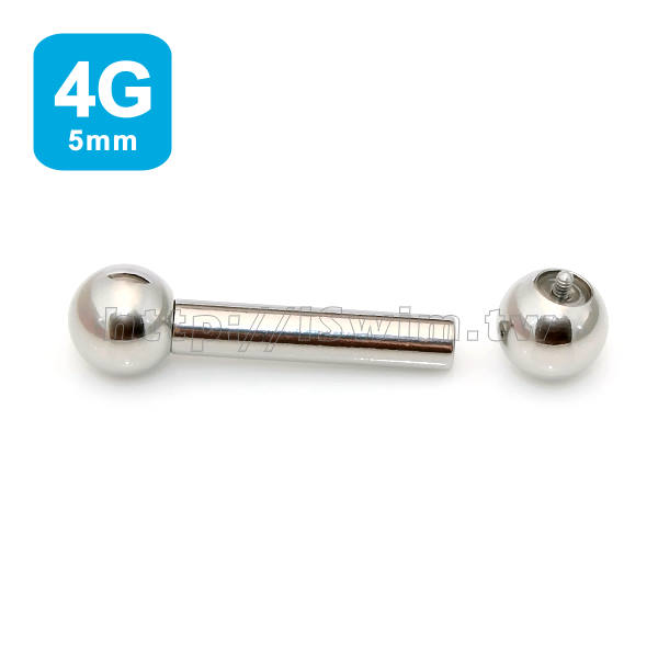 凹槽鋼珠穿刺直環 4G (5 x 25，鋼珠10mm) - 0