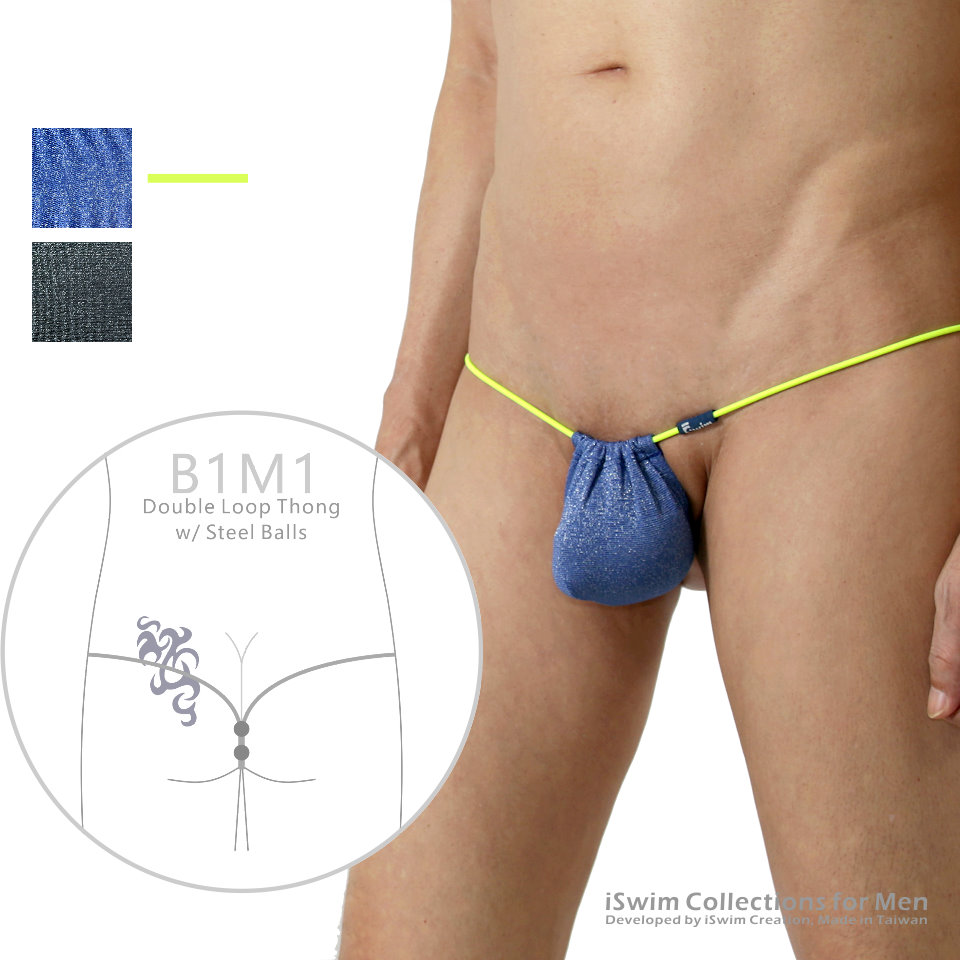 金蔥囊袋3mm細帶單線M型鋼珠G弦褲 (限量) - 0