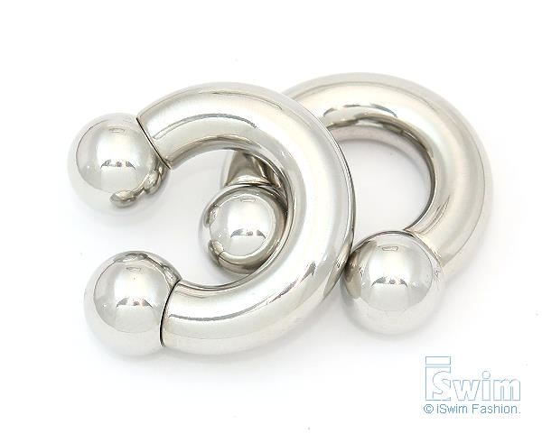 體環~雙珠C型馬蹄環穿刺屌環 0G(8mm x 16mm) - 1