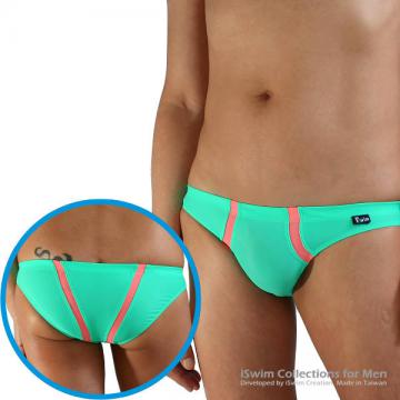 Smooth pouch swim briefs with double line match color (3/4 back)
