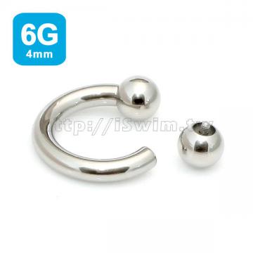 凹槽鋼珠馬蹄型穿刺環6G (4 x 16mm~鋼珠8mm) (thumb)