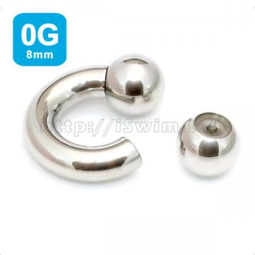 凹槽鋼珠馬蹄型穿刺環0G (8 x 16mm~鋼珠14mm) (thumb)
