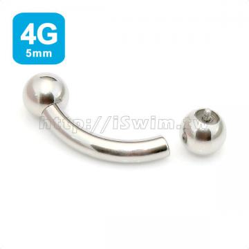 凹槽鋼珠穿刺彎月環4G (5 x 25mm~鋼珠10mm) (thumb)