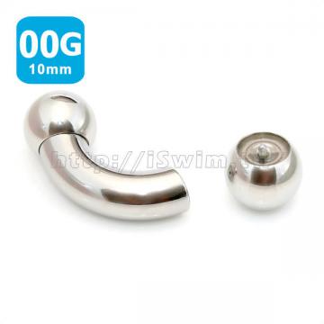凹槽鋼珠穿刺彎月環00G (10 x 25mm~鋼珠15mm) (thumb)