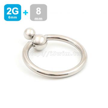 雙珠龜頭環(PA防漏尿，穿刺2G-6mm，大珠8mm)iSwim設計款