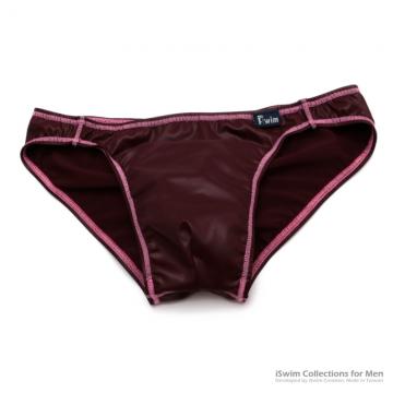 smooth pouch pucker full back swim briefs in lustered fabric with color lines - 3 (thumb)