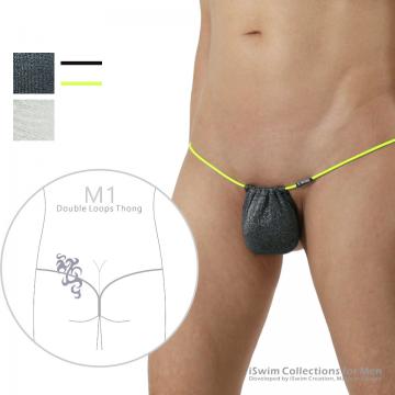 Glitter pouch 3mm double loop g-string thong - 0 (thumb)