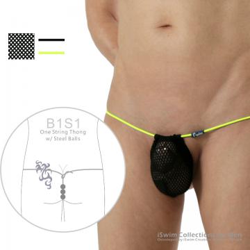 Diamond Net pouch 3mm one-string gstring w/steel beads #1(Limited)
