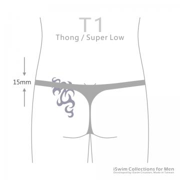 Shiny bulge with mesh back thong - 3 (thumb)