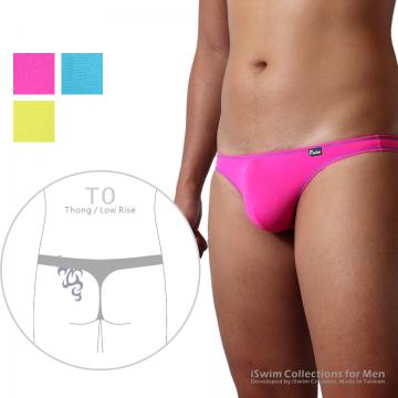 Smooth lifting pouch thong w/deco-lines