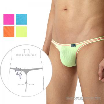 Lifting pouch deco lines thong