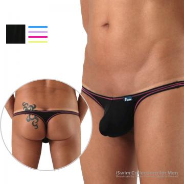 Silky NUDIST bulge thong with deco lines - 0 (thumb)