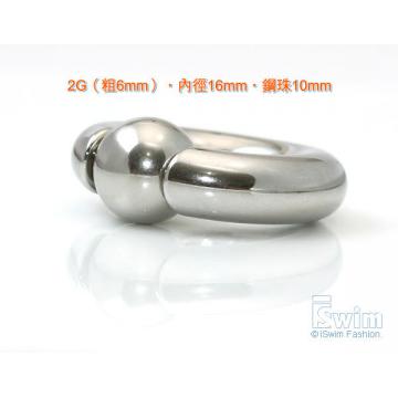 體環~單珠Q型圓環穿刺屌環(彈簧鋼珠~免工具) 2G(6mm x 16mm) - 4 (thumb)