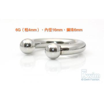 體環~雙珠C型馬蹄環穿刺屌環 6G(4mm x 16mm) - 3 (thumb)