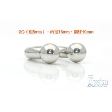 體環~雙珠C型馬蹄環穿刺屌環 2G(6mm x 16mm) - 3 (thumb)
