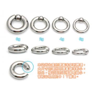 captive bead ring with pop fit ball 2G (6 x 16mm) - 4 (thumb)