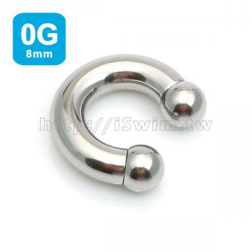 馬蹄C型穿刺環 0G(8mm x 16mm)新版鋼珠為12mm (thumb)