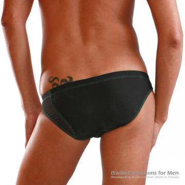 sport swim briefs with irregular side in mesh, black color - 4 (thumb)