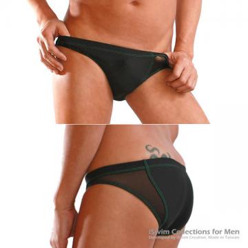 sport swim briefs with irregular side in mesh, black color - 6 (thumb)