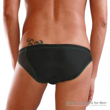 sport swim briefs with irregular side in mesh, black color - 3 (thumb)