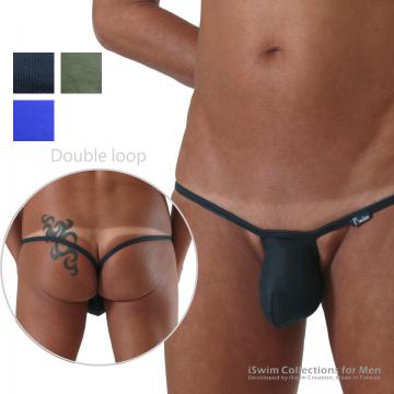Mini narrow bulge double loop G-string thong