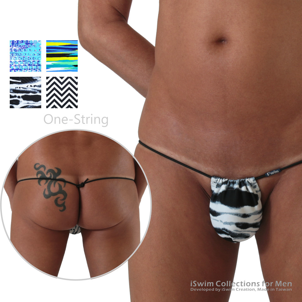 Printed swim pouch 3mm g-string (one-string swim thong) - 0