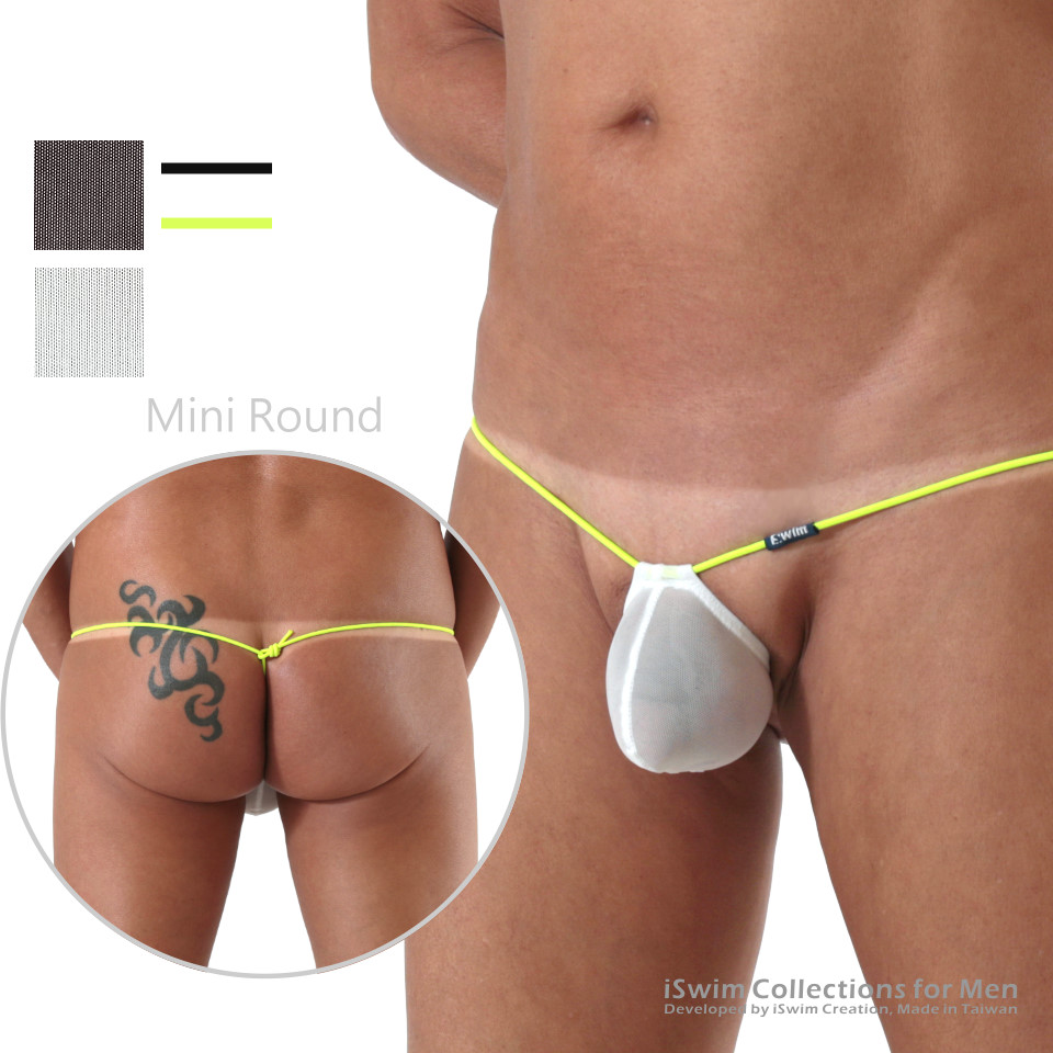 Mini round pouch one-string g-string (mesh) - 0