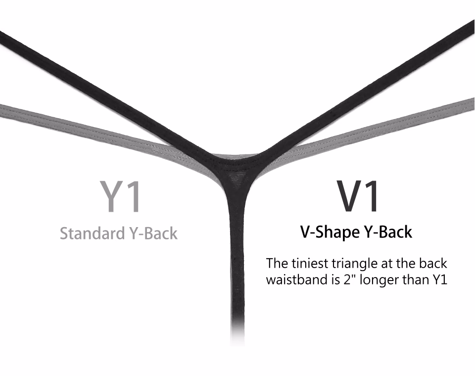 Comparison of Y1 and V1 back-piece structures, with higher side-line angles on V1